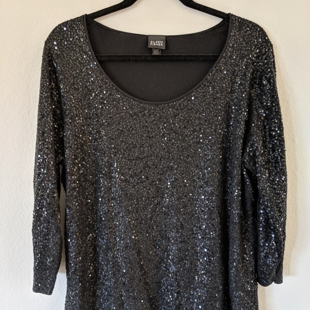 Eileen Fisher XL Black Sequin Sweater